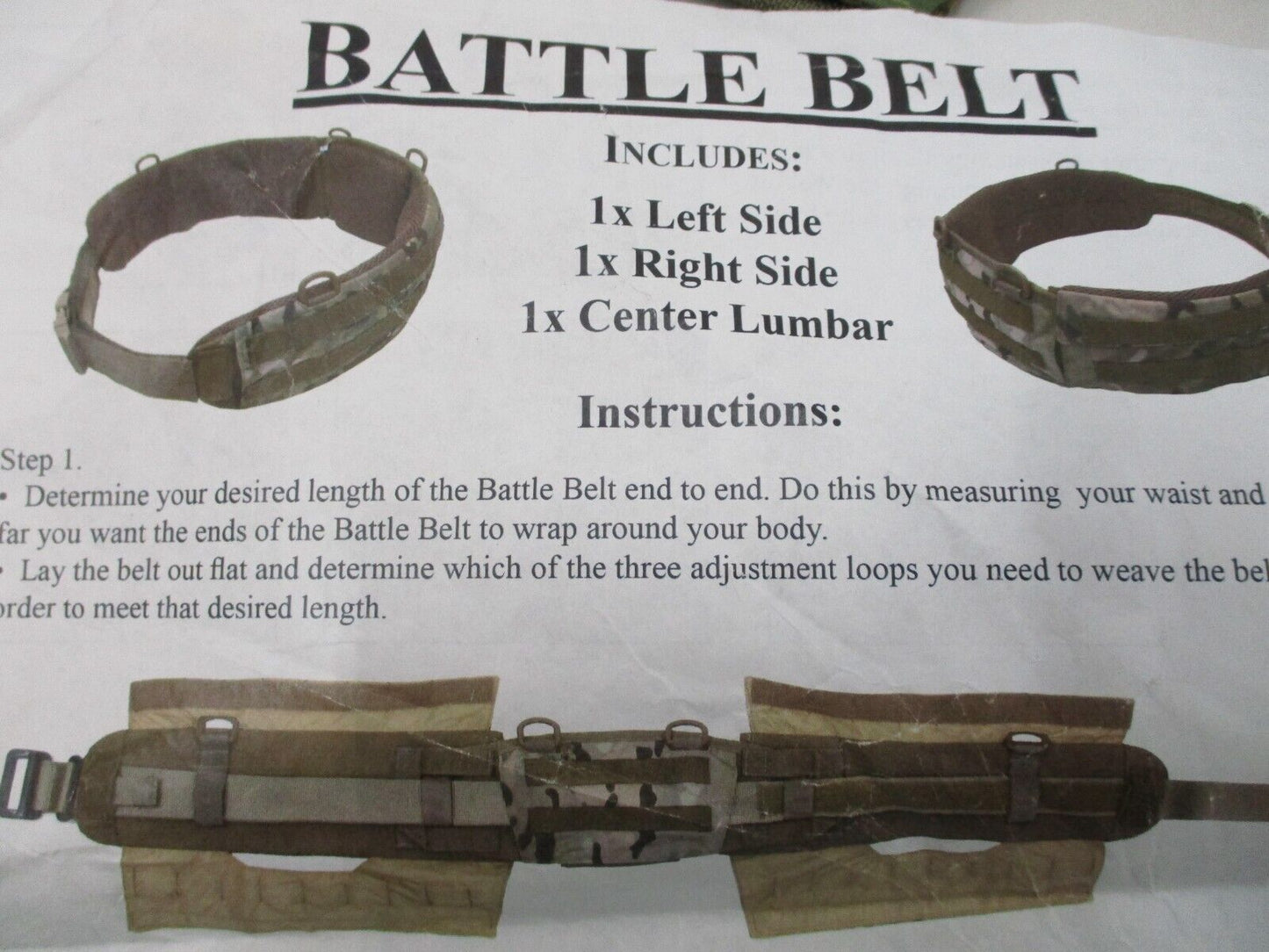 TACTICAL TAILOR MULTICAM OCP BATTLE BELT MOLLE PADDED WAR BELT SMALL/MEDIUM