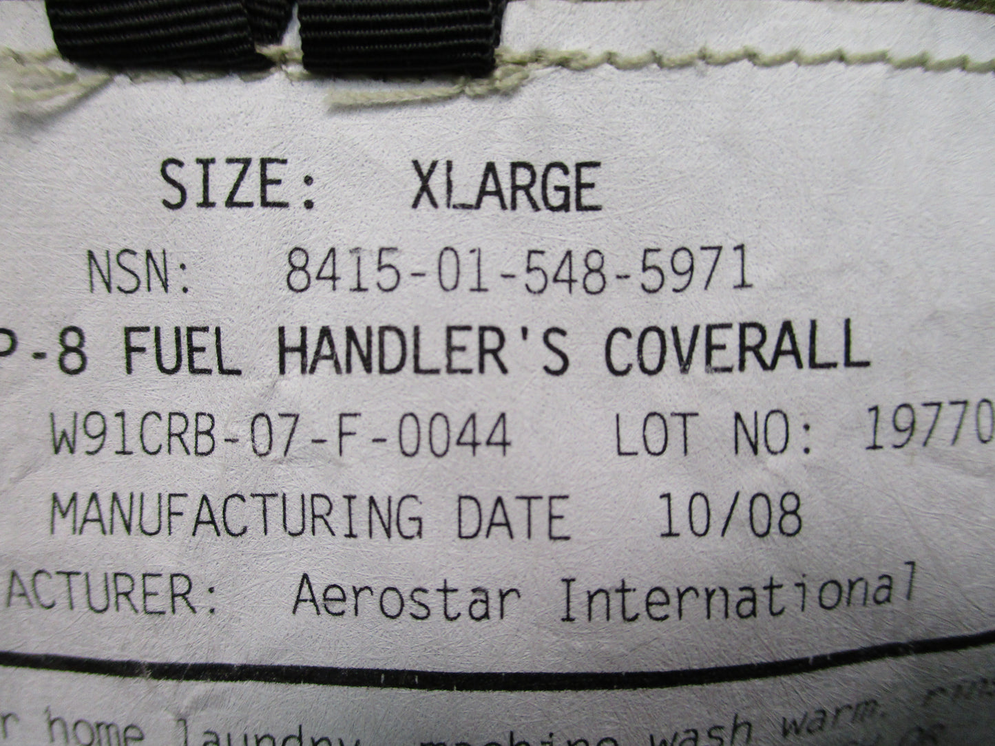 USGI JP-8 Fuel Handler Coverall Gore-Tex Military Suit Aerostar Size S-XL