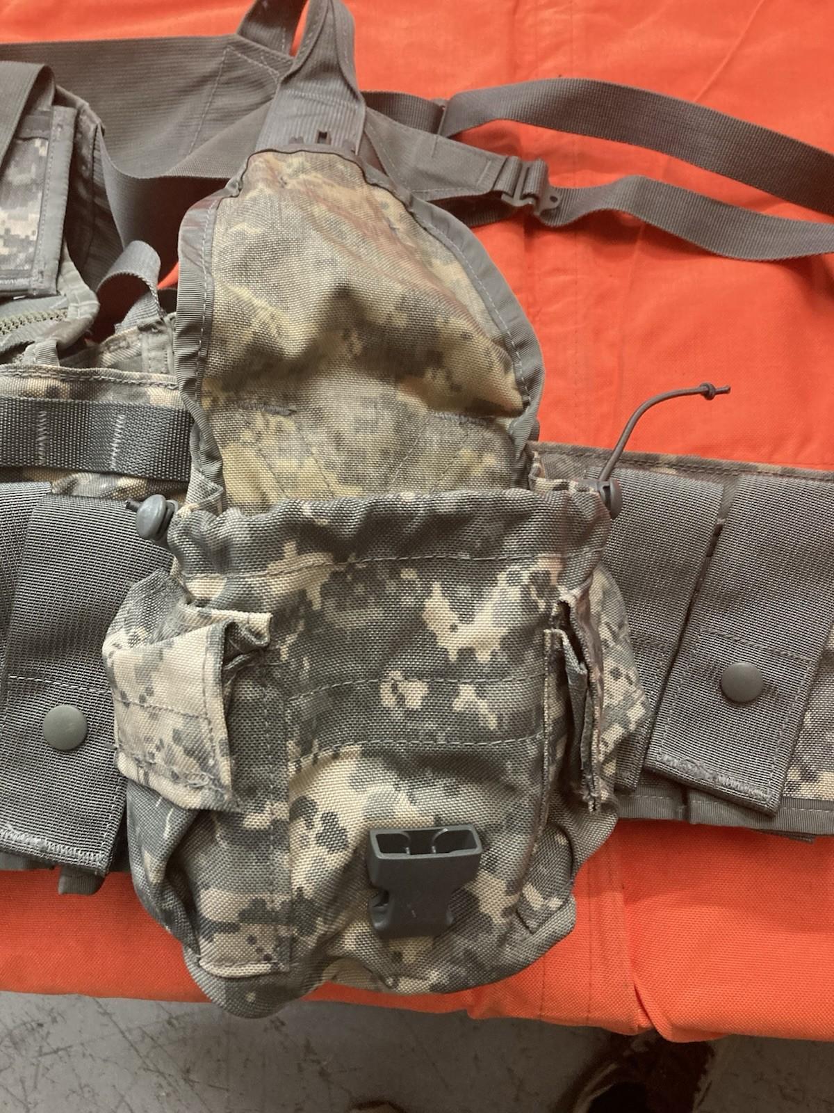 Centex Military Gear Army issue Riflemen set with ACU FLC vest, tactical MOLLE gear, and ammunition pouches.