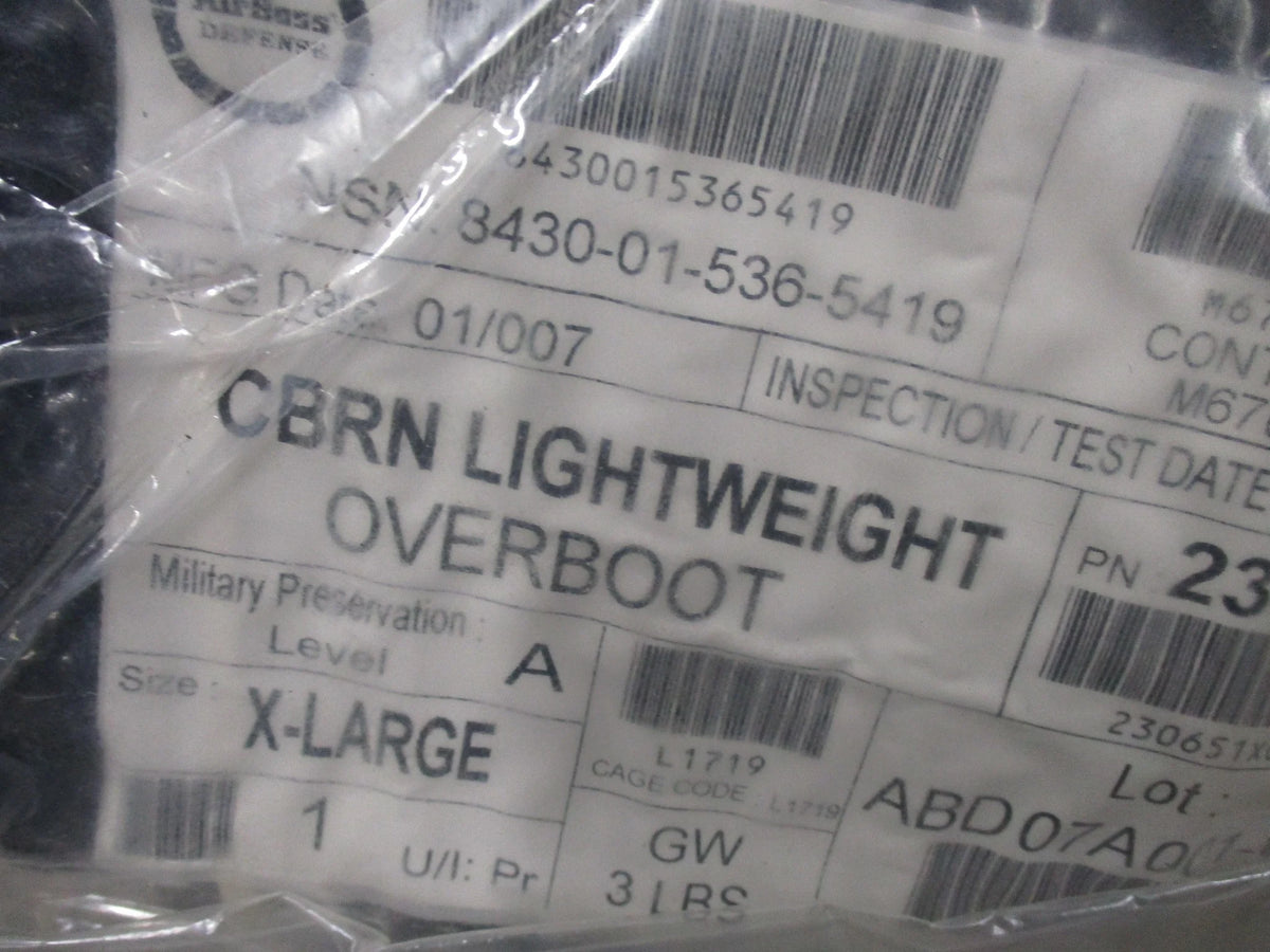 AIRBOSS DEFENSE LIGHTWEIGHT OVERBOOT CBRN MILITARY PRESERVATION LEVEL A X-LARGE