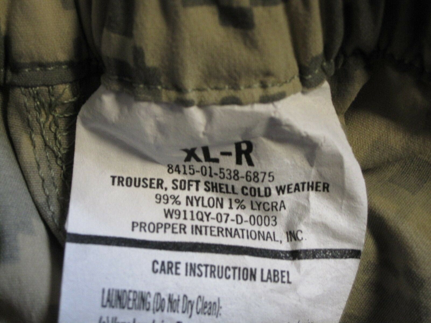 NWT Army ACU Digital Level 5 Soft Shell Trouser Cold Weather Pants X-Large