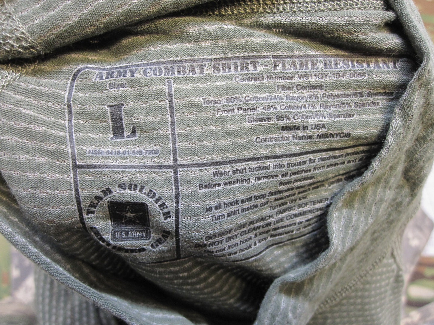 NEW MASSIF ARMY ACU DIGITAL COMBAT SHIRT UCP LARGE FR TOP FIRE RETARDANT LRG
