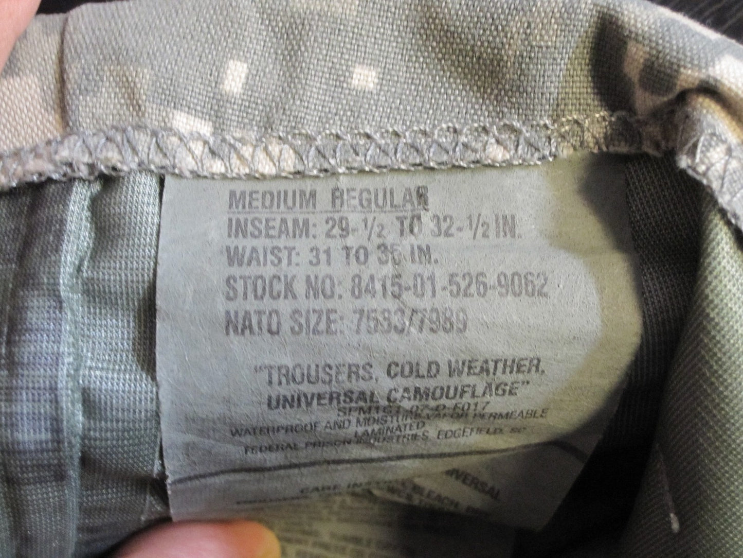 ARMY ISSUE ACU DIGITAL GORE-TEX COLD/WET WEATHER TROUSER MEDIUM/REGULAR PANTS