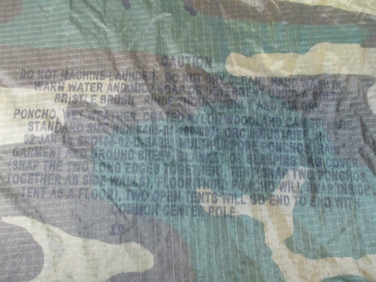 US Military Woodland Camouflage Wet Weather Poncho - Genuine USGI Surplus