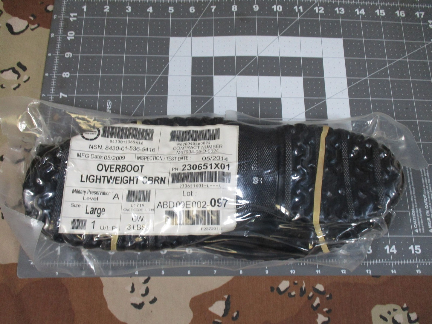 New US Military Lightweight CBRN Overboots Size Large NSN 8430-01-536-5416