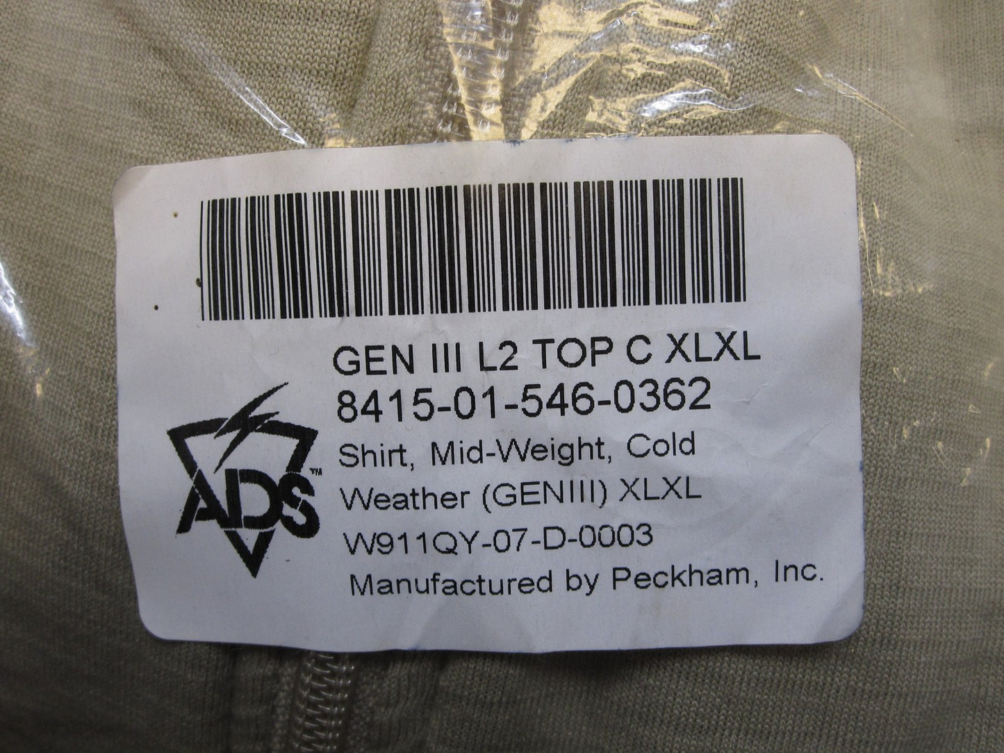 GEN III ARMY TAN WAFFLE TOP X-LARGE/X-LONG GRID FLEECE MID-WEIGHT SHIRT LEVEL 2