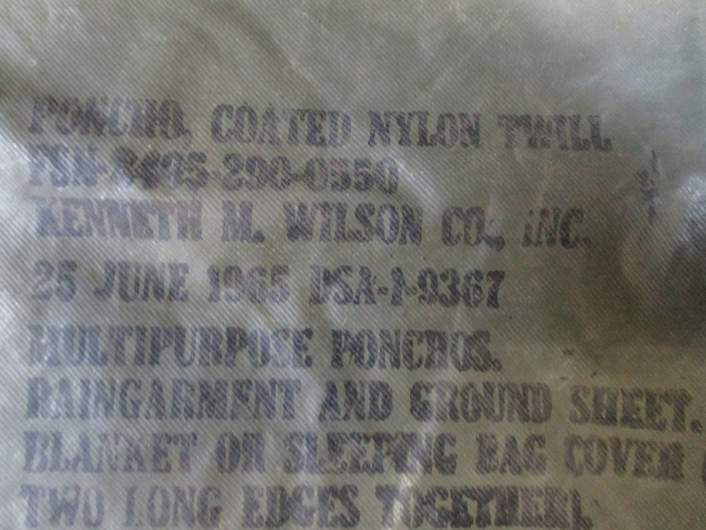 Vintage 1965 US Military Poncho Vietnam Era Coated Nylon Rain Gear Ground Sheet