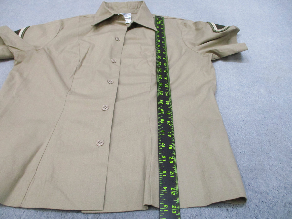 US Army AGSU Women's Short Sleeve Overblouse 12R Tan 566 PFC Dress Shirt