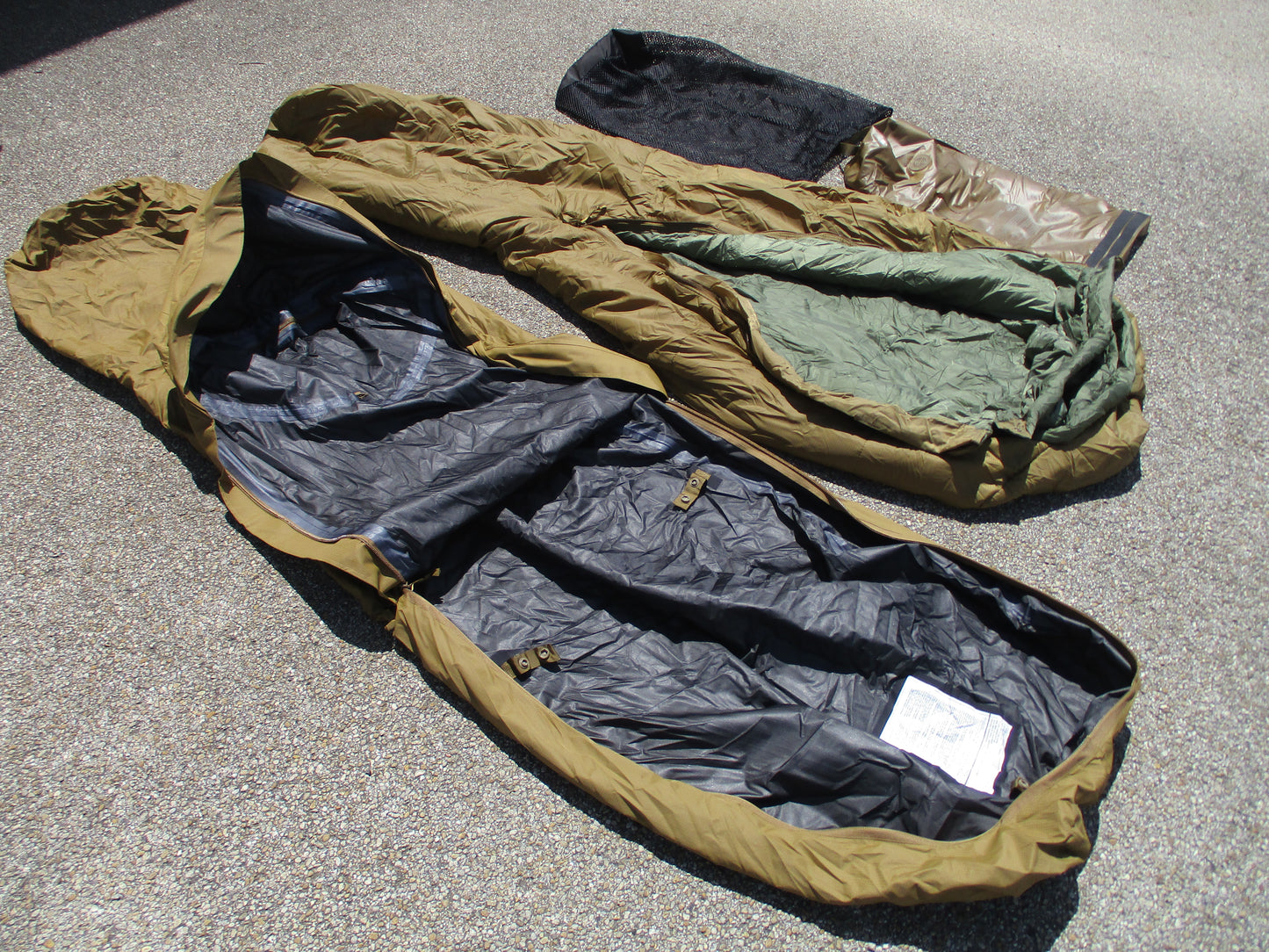 NEW USMC 3 Season Sleep System Long 4pc Bag Bivy Dry Bag Mesh Sack