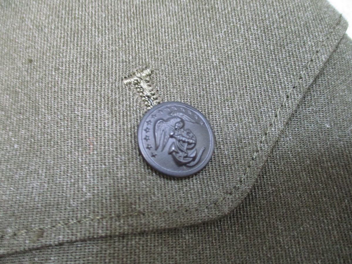 USMC Service Alpha Green Jacket 46L Crown Clothing USA Coat w/ Insignia