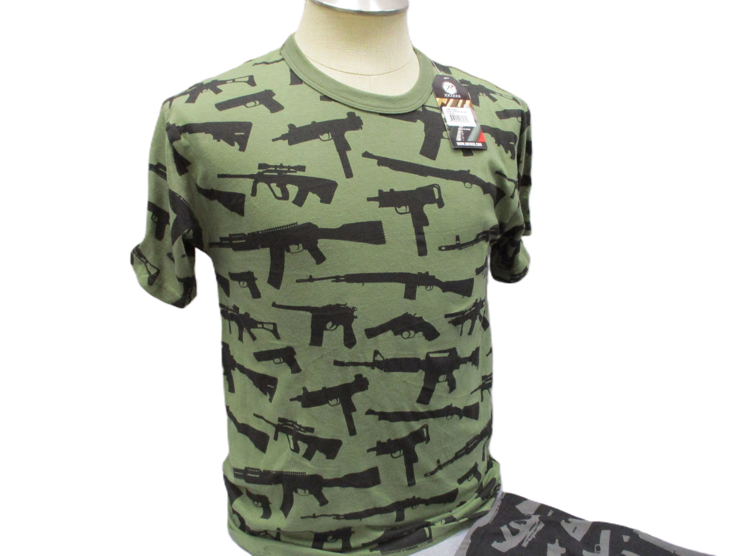 Rothco Vintage Guns T-Shirt All Over Gun Print Black OD Green NWT S-XL