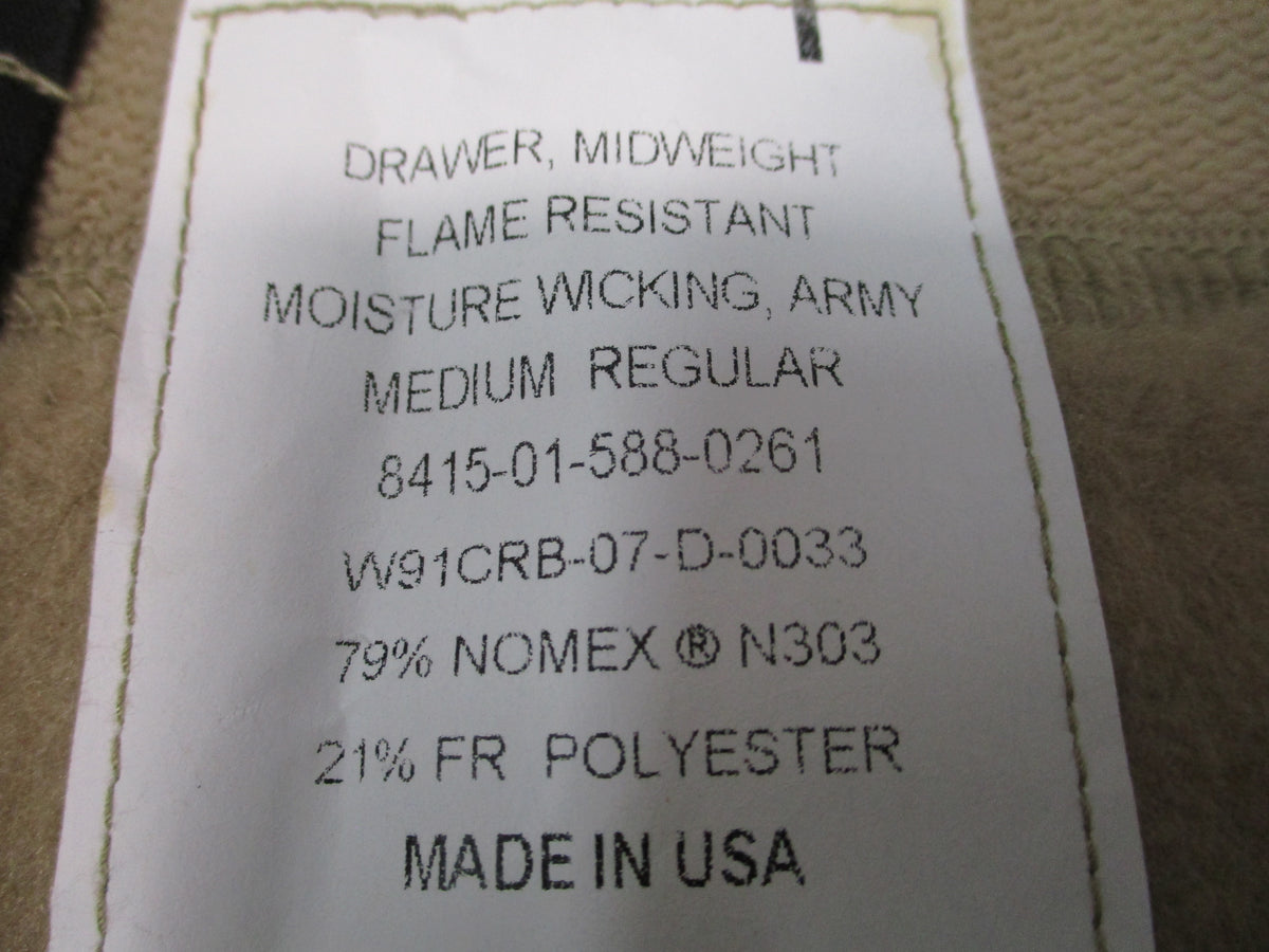 USGI Polartec Thermal FR Drawers Medium Regular Tan NSN 8415-01-588-0261 NOS