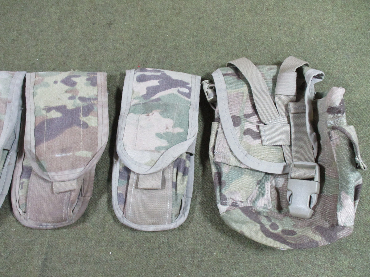 USGI OCP MOLLE II Pouch Lot 5 Pc E Tool Canteen 3 Double Magazine Army Surplus