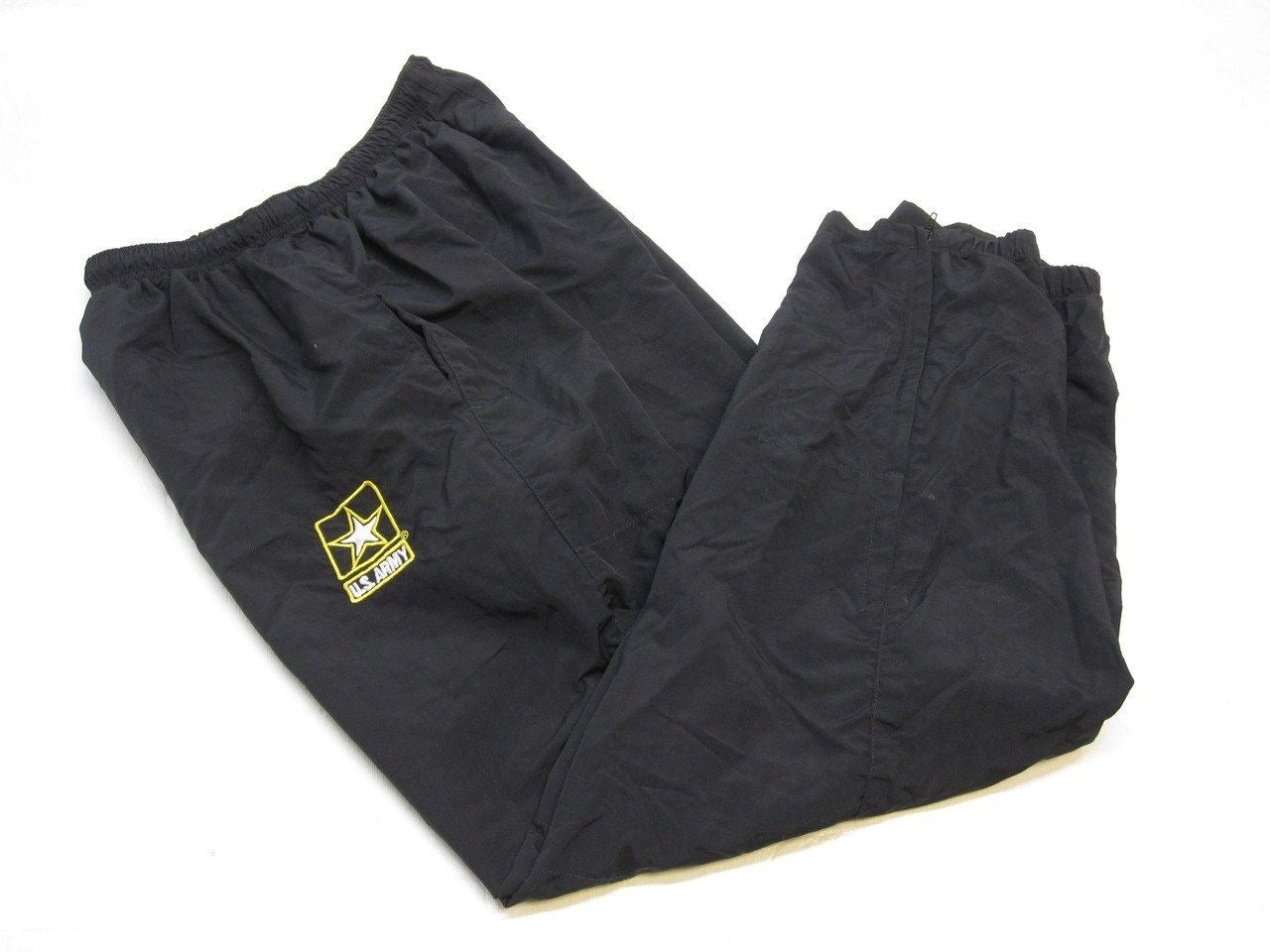 WOMAN'S FEMALE US ARMY BLACK/GOLD PT PANTS XSMALL/SHORT PTs YELLOW EMBLEM LOGO