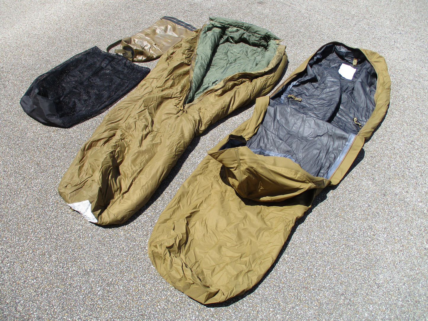 NEW USMC 3 Season Sleep System Long 4pc Bag Bivy Dry Bag Mesh Sack