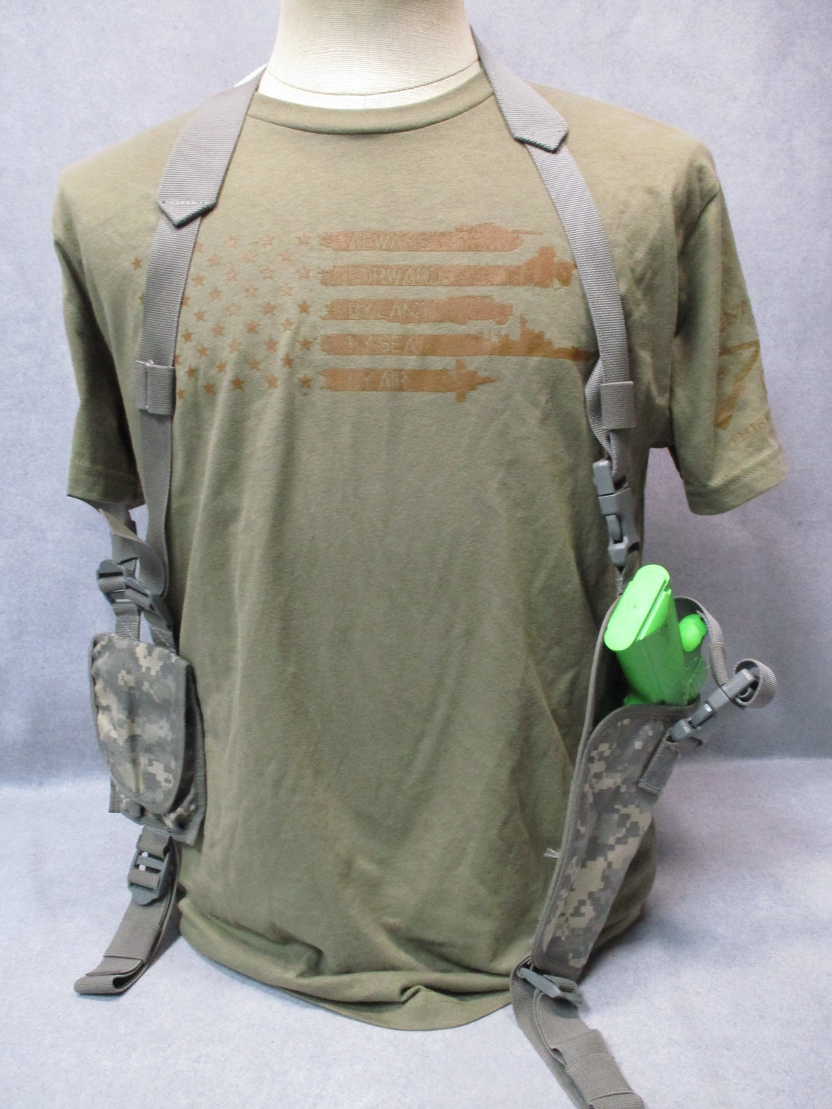 UCP ACU Digital Camo Shoulder Holster Universal Pistol Harness Double Mag Pouch - Centex Military Gear