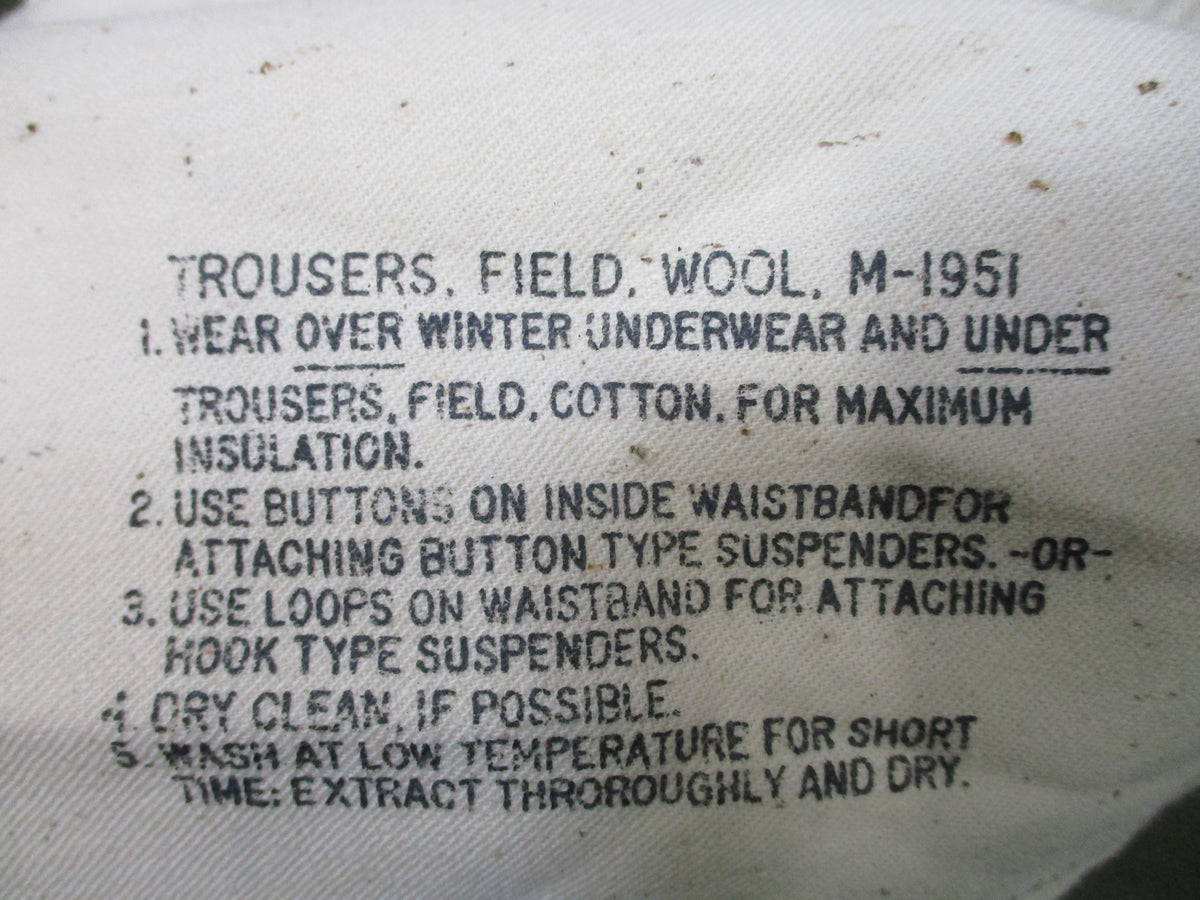 Vintage USGI M-1951 Wool Field Trousers Medium Regular OD Green Pants NOS