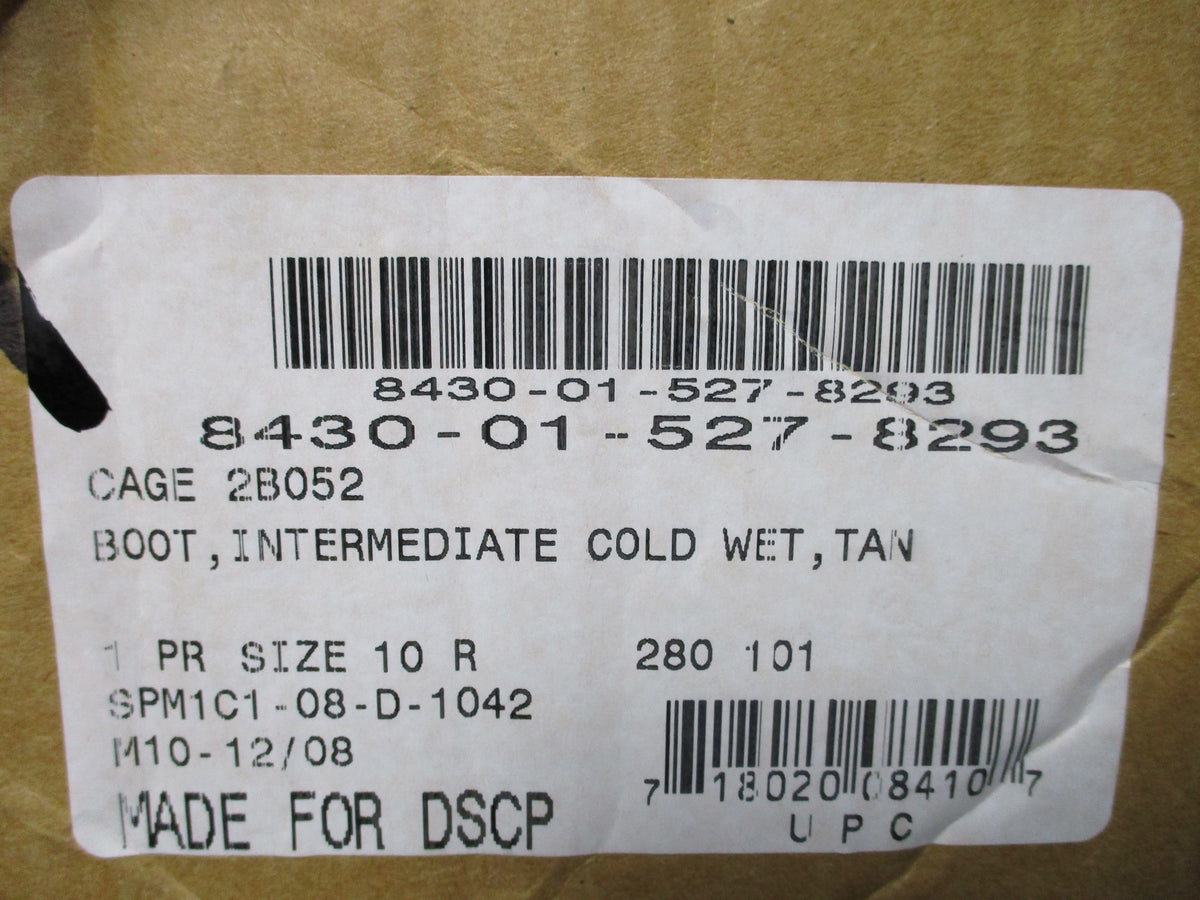 USGI Intermediate Cold Wet Boots Tan 10R NSN 8430-01-527-8293 NOS