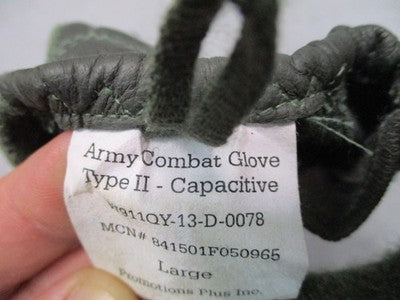 USGI Army Combat Glove Type II Capacitive Large Leather Touchscreen Green EUC