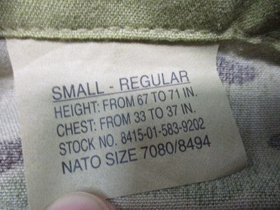 USGI A2CU Aircrew Combat Coat Small Regular MultiCam OEF FR NSN 8415-01-583-9202