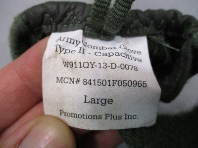 USGI Army Combat Glove Type II Capacitive Large Leather Touchscreen Green EUC