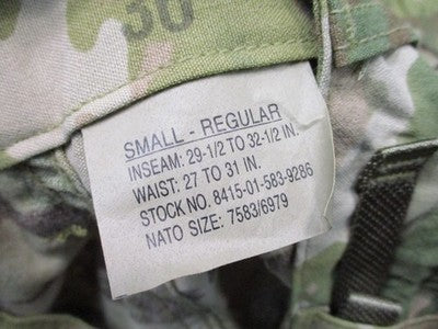 USGI A2CU Aircrew Trousers Small Regular MultiCam OEF FR NSN 8415-01-583-9286