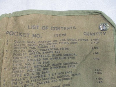 Vintage USGI Tentage Repair Kit Case OD Canvas NSN 8340-00-270-1334 Bag Only