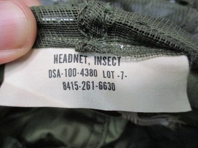 Vietnam Era USGI Insect Headnet OD Green DSA-100-4380 FSN 8415-261-6630 NWT
