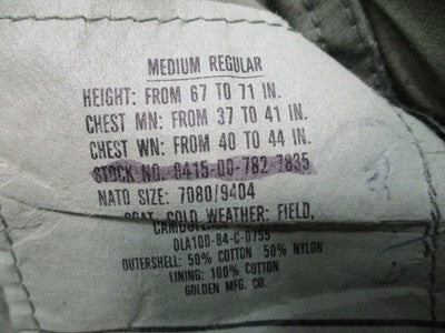 1984 USGI M65 Field Jacket Woodland M81 Medium Regular NSN 8415-00-782-2935