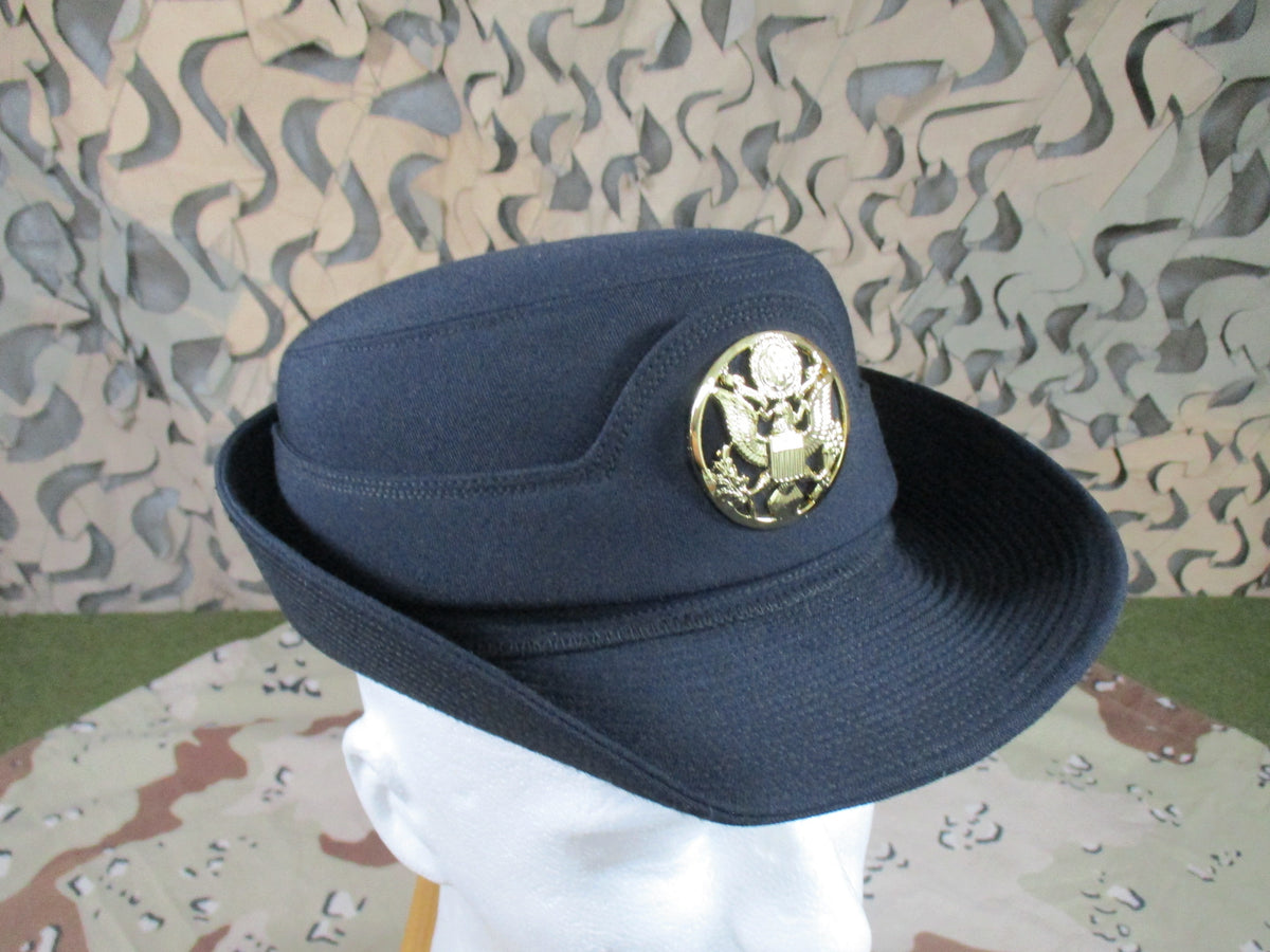 US Army Women's Blue 450 Dress Service Hat Size 23 Bonk USA Eagle Badge