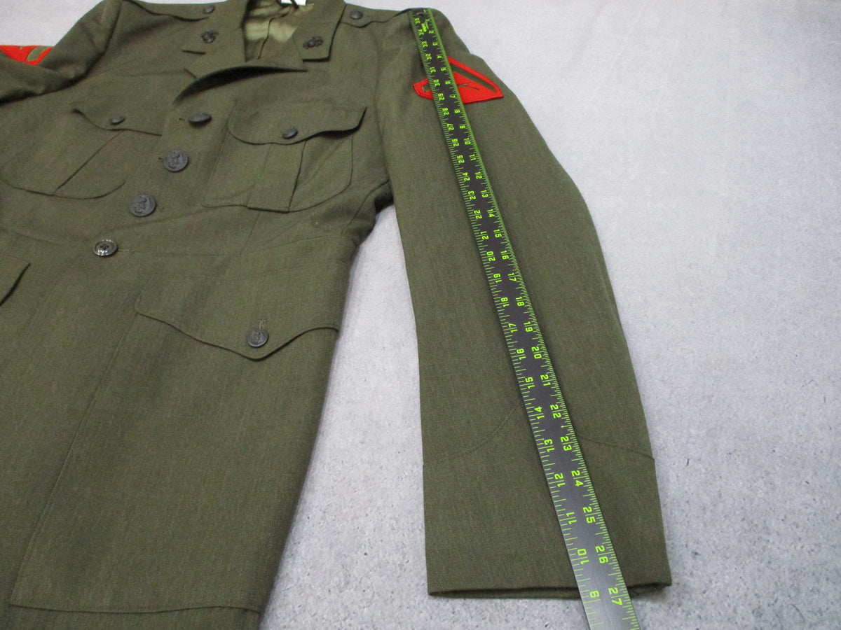 USMC Service Alpha Green Jacket 46L Crown Clothing USA Coat w/ Insignia