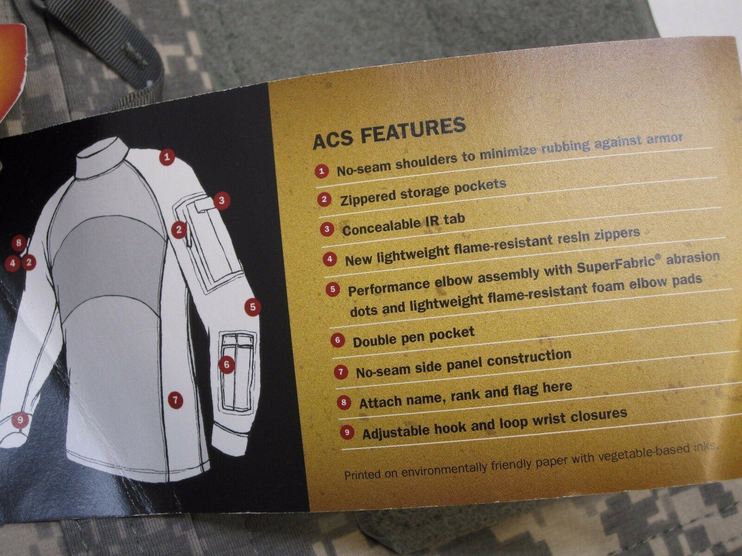 Centex Military Gear Massif Army Combat Shirt in ACU Digital with large flame-resistant front emblem logo.