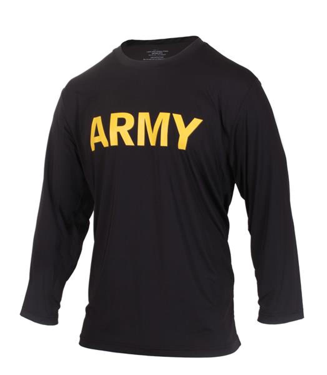NEW US ARMY ISSUE LONG SLEEVE PT SHIRT ATHLETES T-SHIRT LARGE BLACK/GOLD UNIFORM - Centex Military Gear