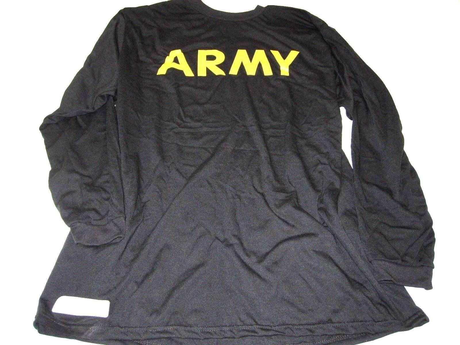 NEW US ARMY ISSUE LONG SLEEVE PT SHIRT ATHLETES T-SHIRT LARGE BLACK/GOLD UNIFORM - Centex Military Gear