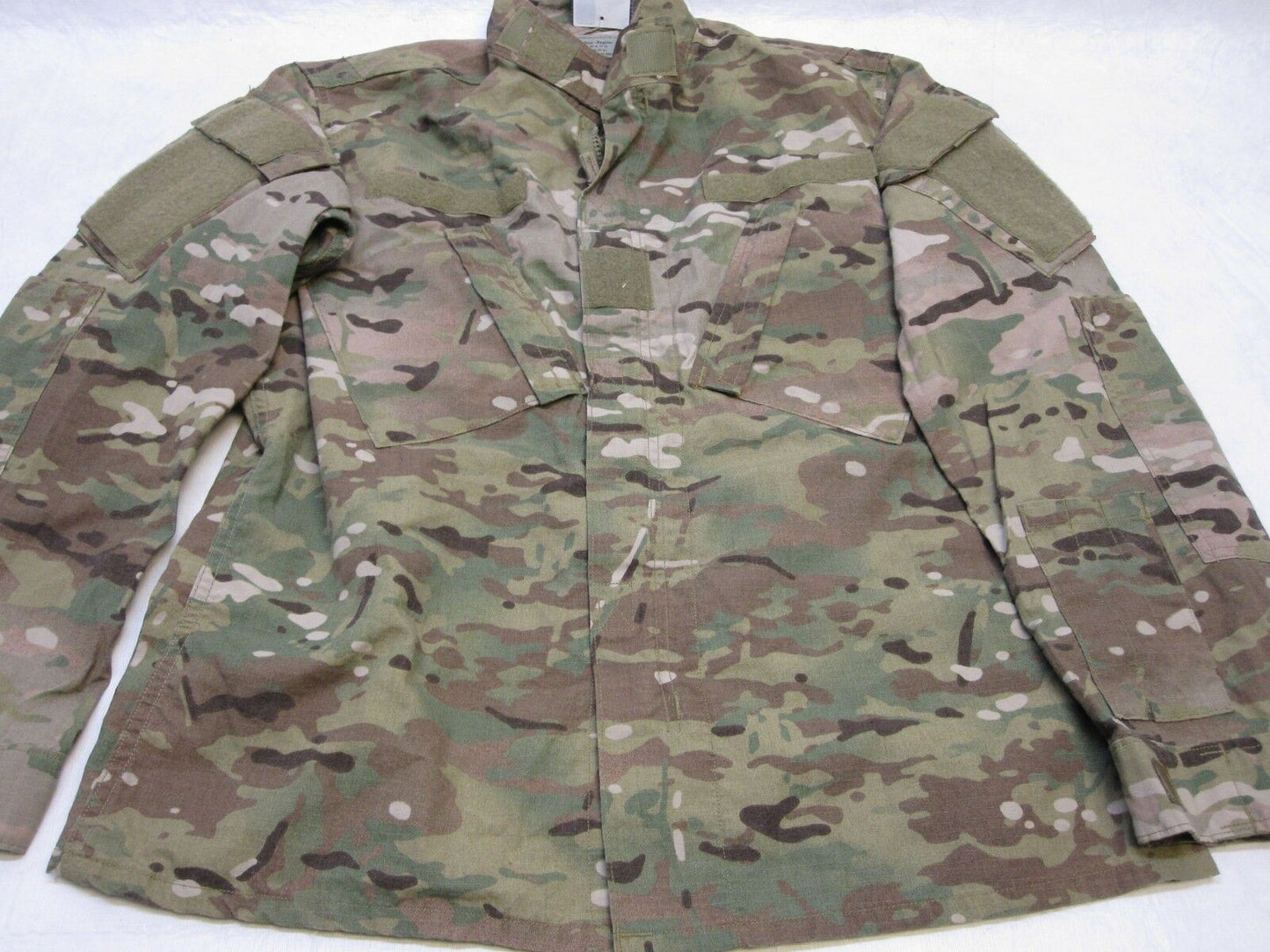 Army issue Multicam uniform set with flame-resistant top and pants, medium/regular size, by Centex Military Gear.