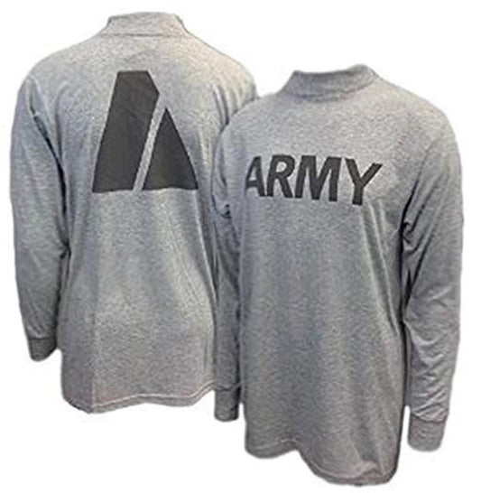 NEW US ARMY LONG SLEEVE GREY PT SHIRT XX-LARGE PHYSICAL TRAINING UNIFORM TOP 2XL