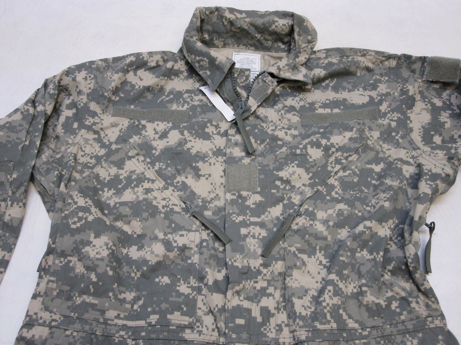 Large UCP Type III mechanic coveralls in ACU digital camo by Centex Military Gear, featuring multiple pockets and durable fabric.