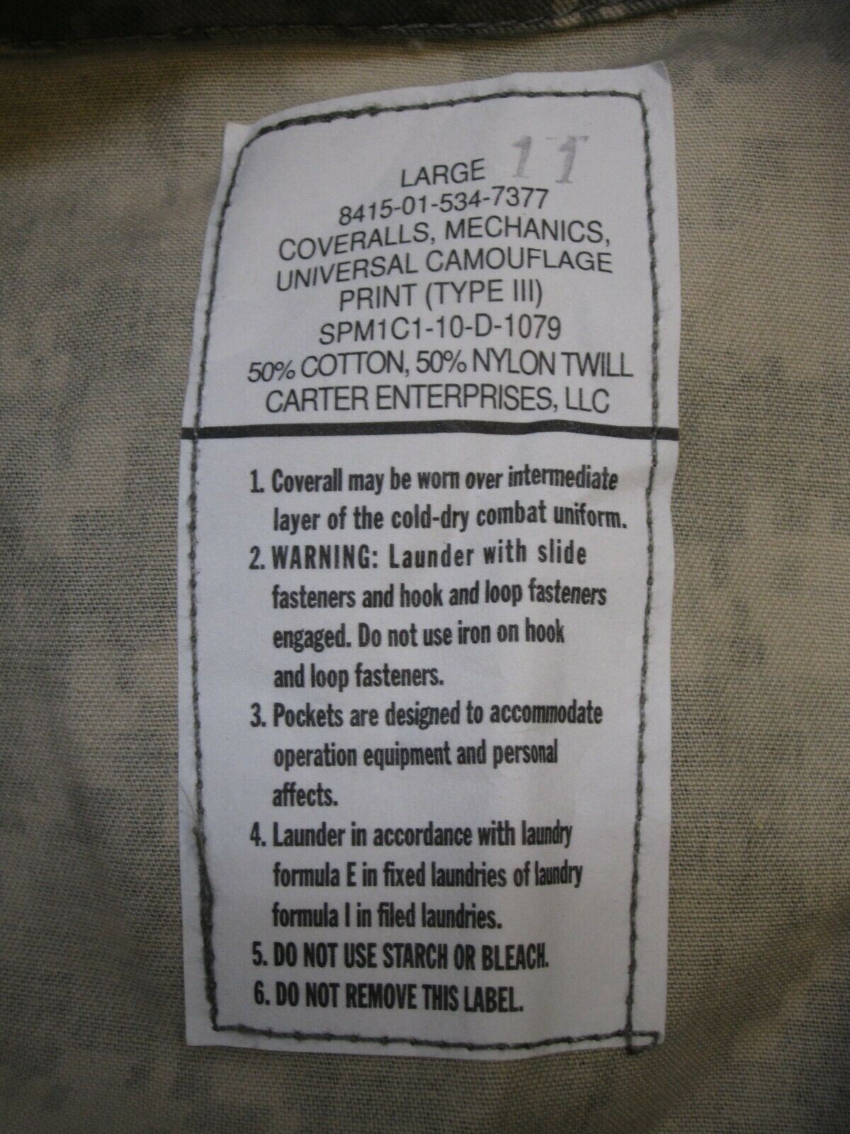 Large UCP Type III mechanic coveralls in ACU digital camo by Centex Military Gear, showcasing durable fabric and functional design.