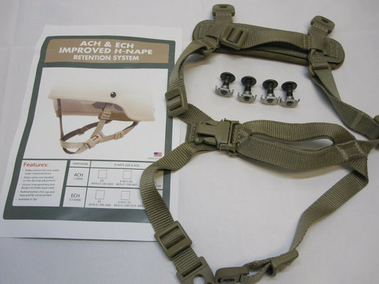 IMPROVED 4 POINT CHIN STRAP COYOTE/TAN H-NAPE ACH HELMET RETENTION SYSTEM - Centex Military Gear