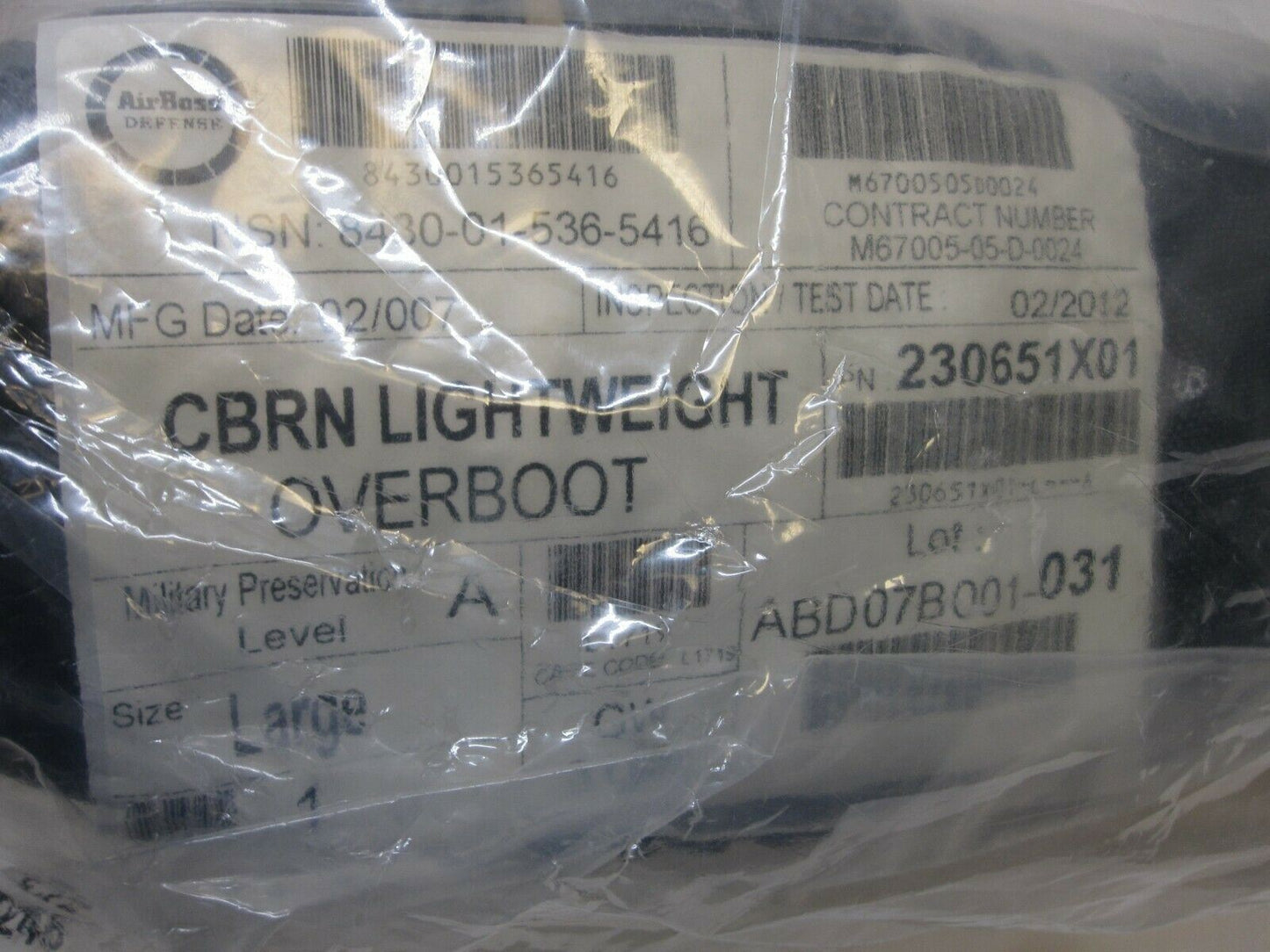 AIRBOSS DEFENSE LIGHTWEIGHT OVERBOOT CBRN MILITARY PRESERVATION LEVEL A LARGE - Centex Military Gear