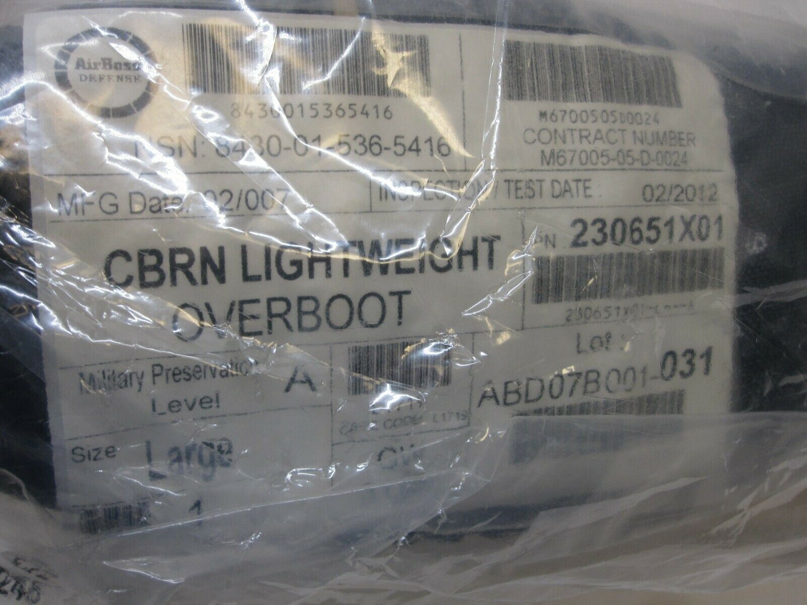 AIRBOSS DEFENSE LIGHTWEIGHT OVERBOOT CBRN MILITARY PRESERVATION LEVEL A LARGE - Centex Military Gear
