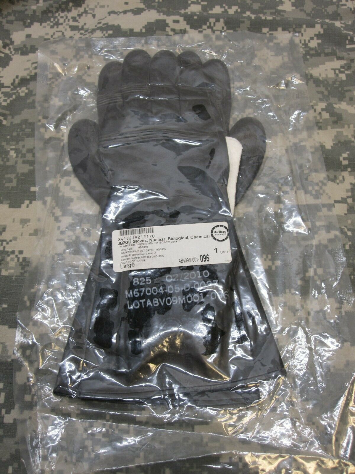 NEW CBRN RUBBER CHEMICAL GLOVES AIRBOSS LARGE NBC GLOVE w. LINER