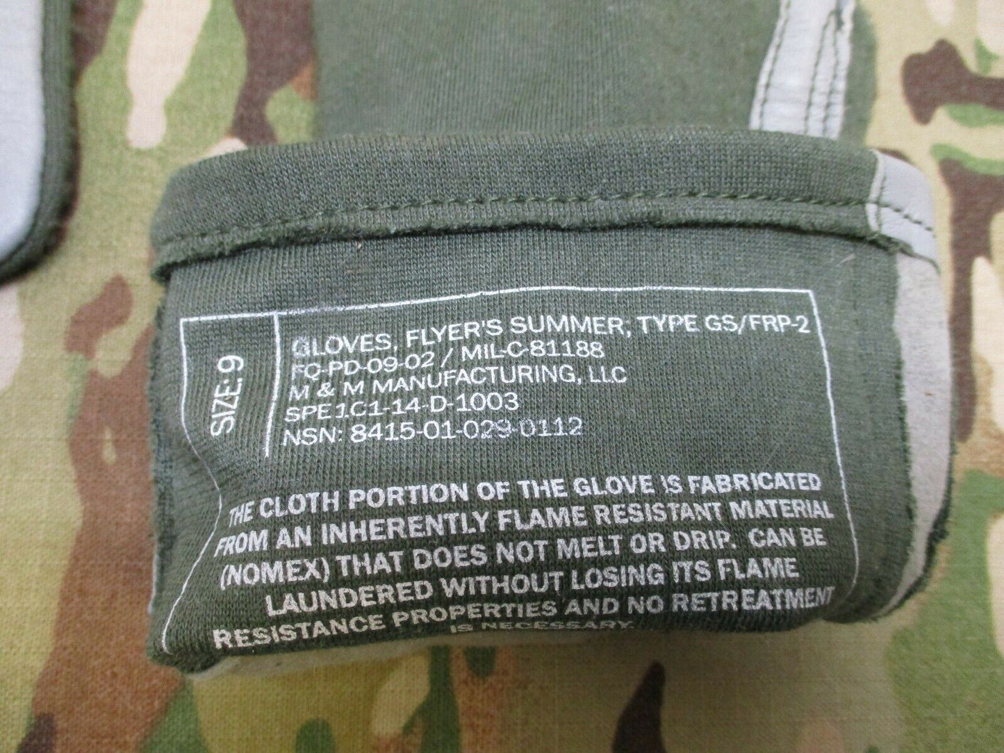 Green USGI military summer flyer’s tactical flight gloves, size 9, made by Centex Military Gear, designed for aviation and tactical use.