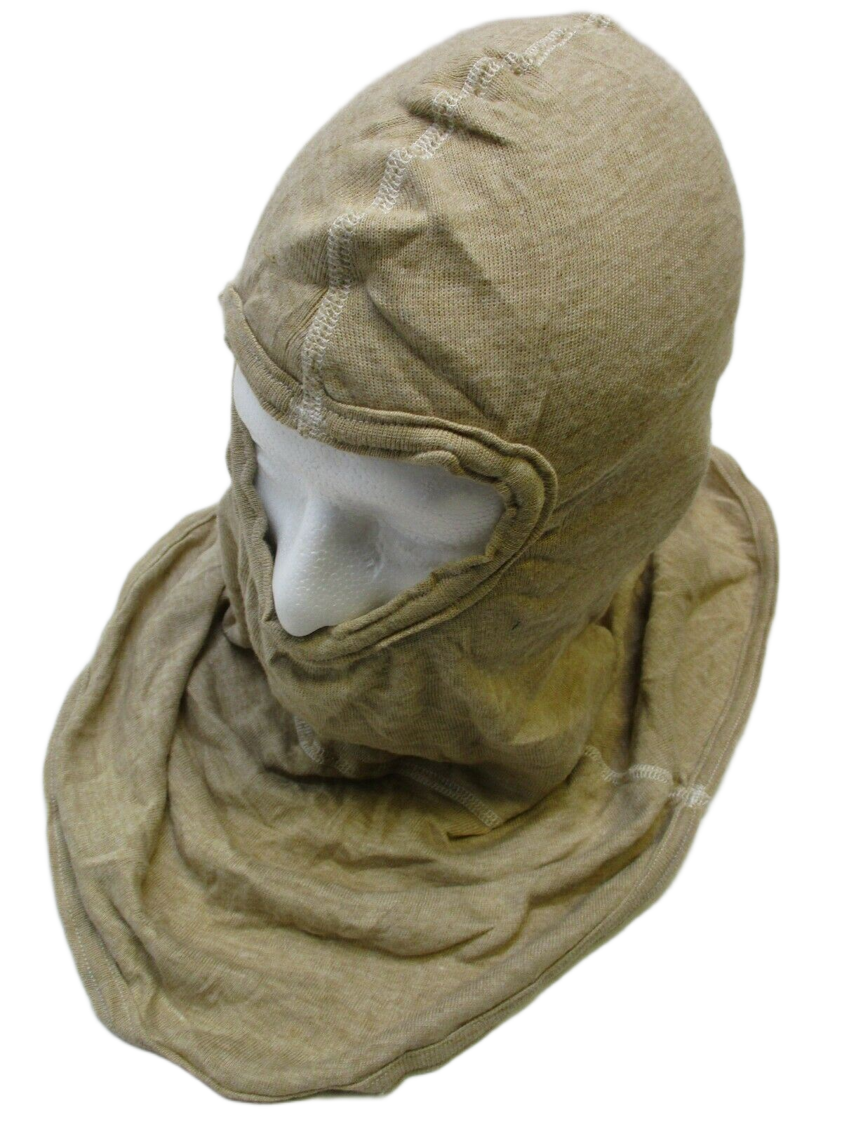 Centex Military Gear tan military antiflash hood balaclava with flame-resistant PBI CVC fabric, designed for safety and protection.
