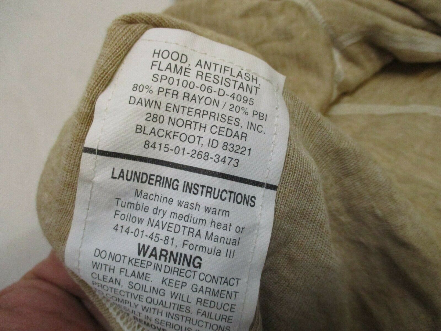 Centex Military Gear tan flame-resistant antiflash hood balaclava with military-style design and adjustable fit.