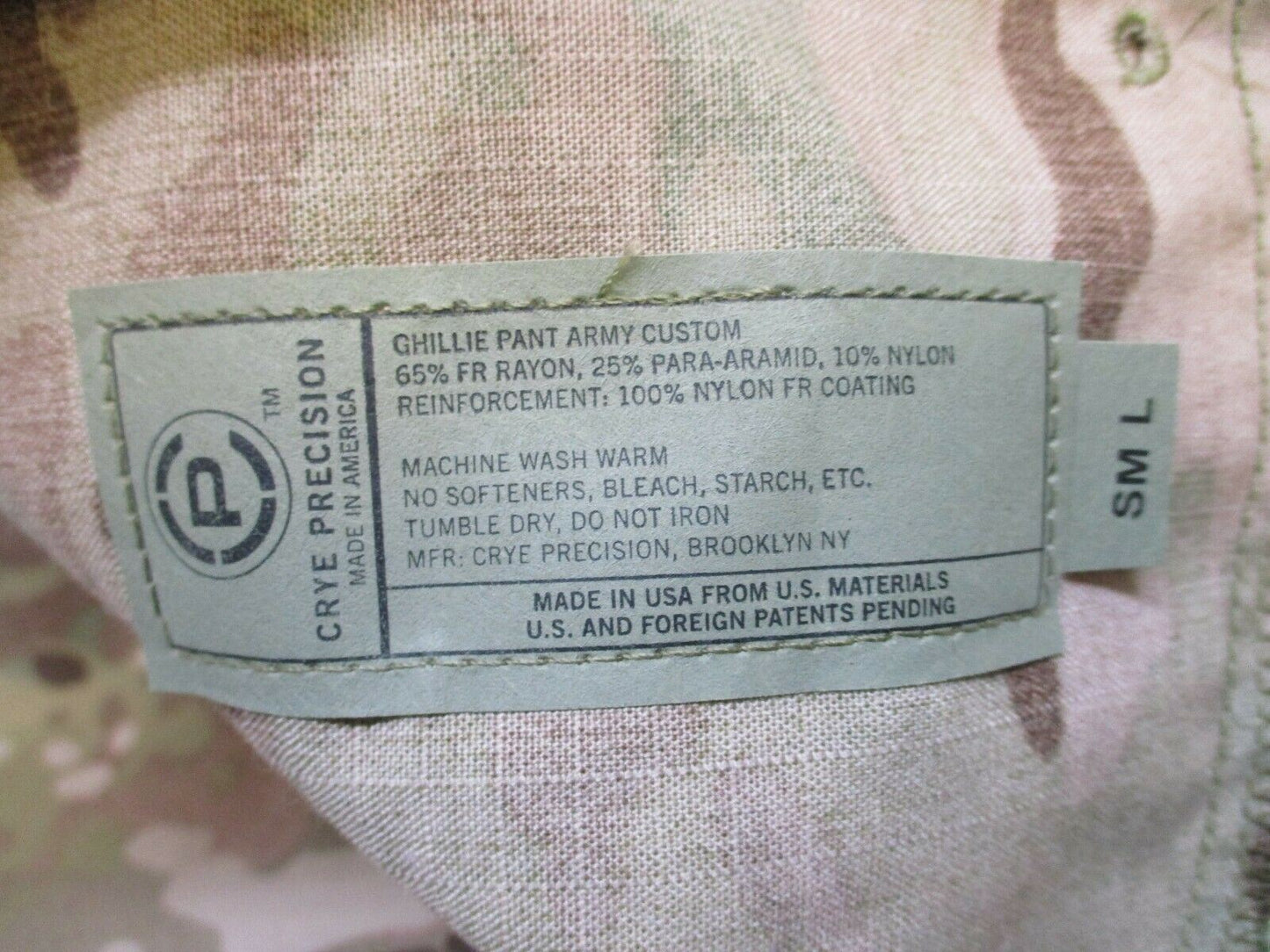 NWOT CYRE PRECISION ARMY CUSTOM GHILLIE SUIT PANTS SMALL/LONG MULTICAM TROUSER