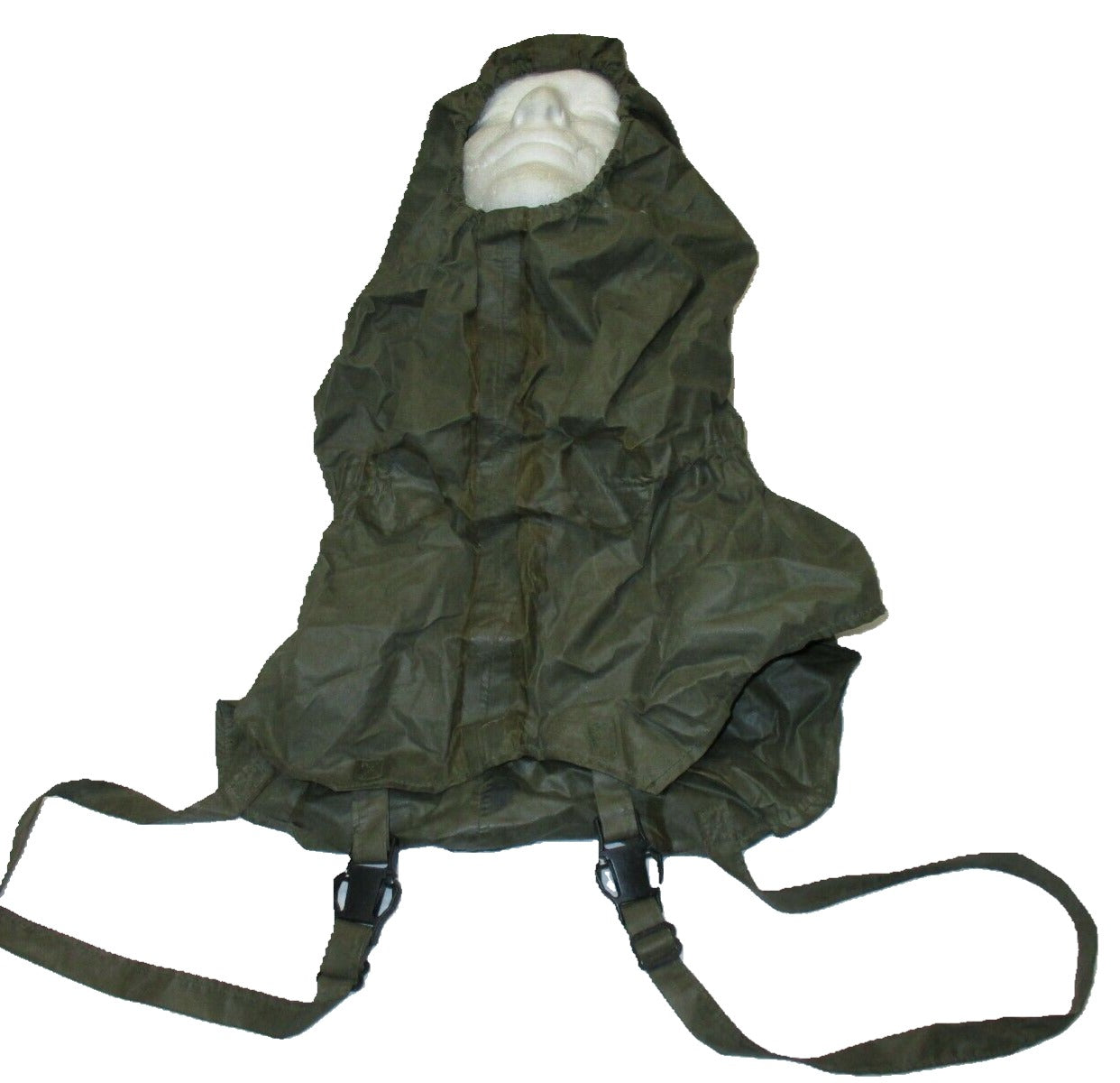 Centex Military Gear universal fit gas mask with chemical hood assembly, quick doff design, military surplus protective gear.