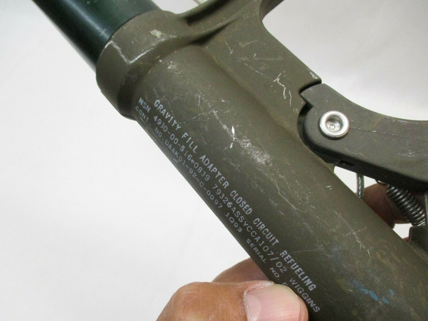 (USED) WIGGENS GRAVITY FILL ADAPTER REFUELING NOZZLE FUEL PUMP HANDLE MILITARY