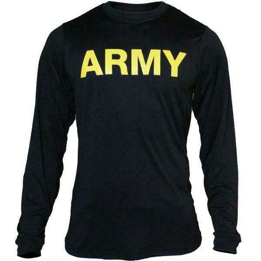 US ARMY BLACK LONG SLEEVE PT SHIRT APFU T-SHIRT ATHLETE PHYSICAL FITNESS UNIFORM - Centex Military Gear
