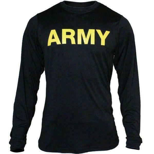 US Army APFU Black Long Sleeve PT Shirt Small XS Physical Training Tee